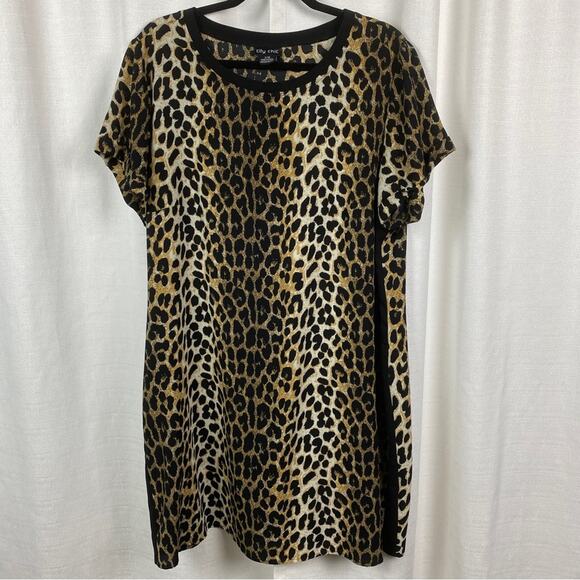City Chic Animal Print Crepe Shift Mini Dress Sz.S(16) - Picture 4 of 12